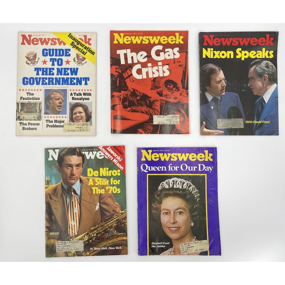 Newsweek Magazine Lot of 5 Vintage 1977 '77 Queen Nixon De Niro Gas Crisis